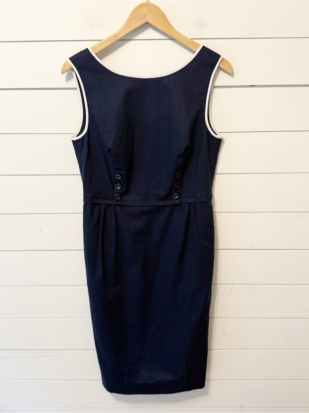NWOTs J. Peterman | Women’s retro inspired navy blue Linen Blend sheath dress 6